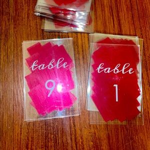 Table numbers 1-25 with wood blocks